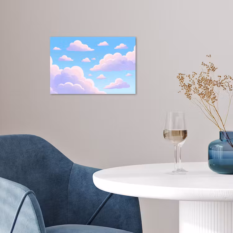 Wolken - Roze - Blauw - Natuur - Modern poster papier klein -sfeer3