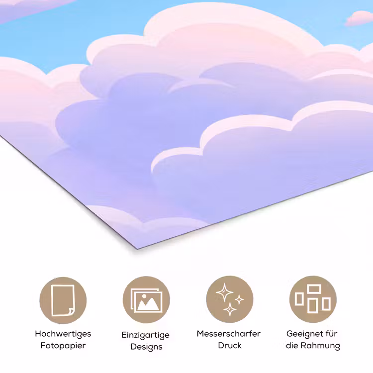 Wolken - Roze - Blauw - Natuur - Modern poster papier klein -tcloseup_DE
