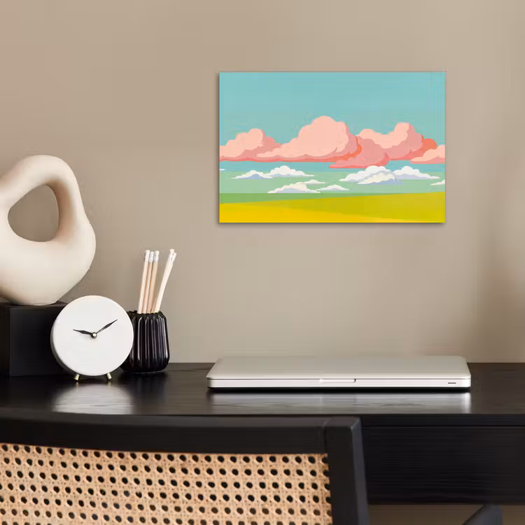 Wolken - Roze - Natuur - Modern - Pastel poster papier klein -sfeer1