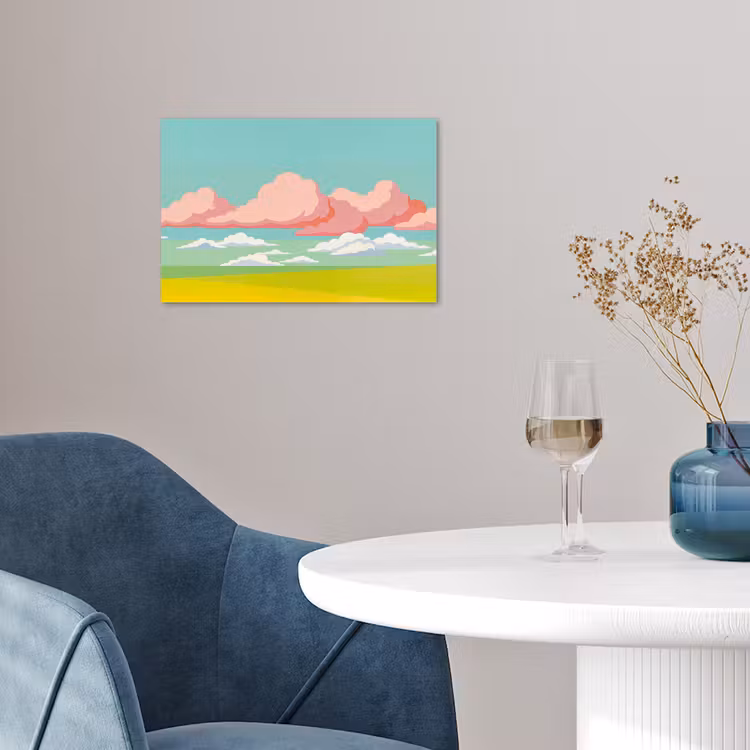 Wolken - Roze - Natuur - Modern - Pastel poster papier klein -sfeer3