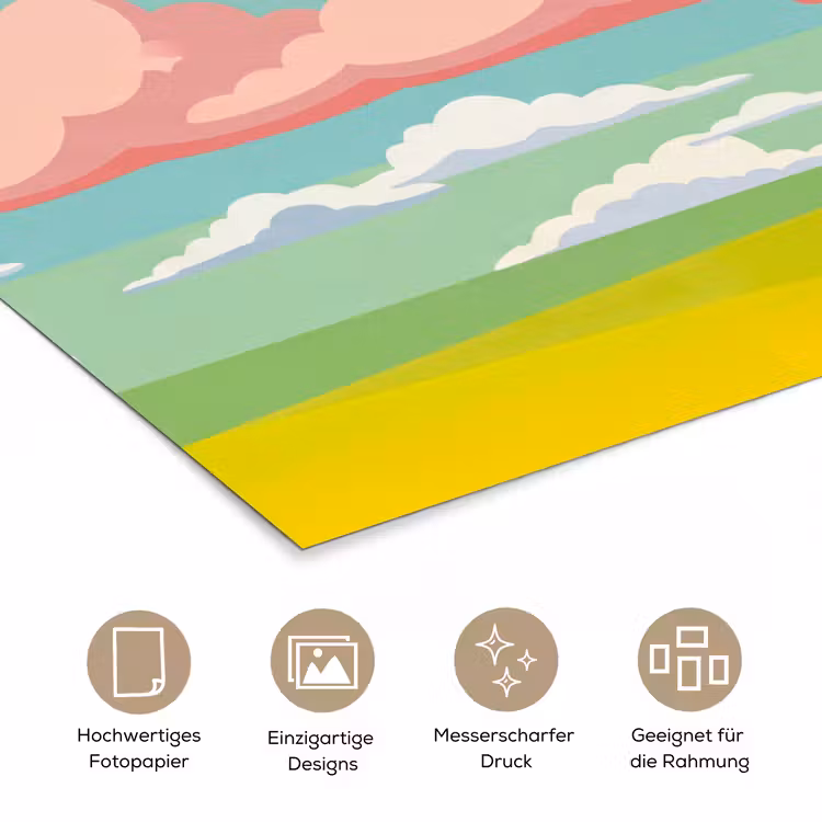 Wolken - Roze - Natuur - Modern - Pastel poster papier klein -tcloseup_DE
