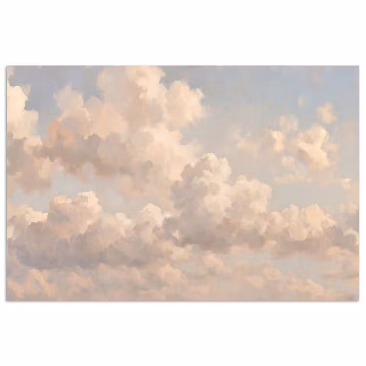 Wolken - Zacht - Natuur - Klassiek - Beige poster papier klein -3d