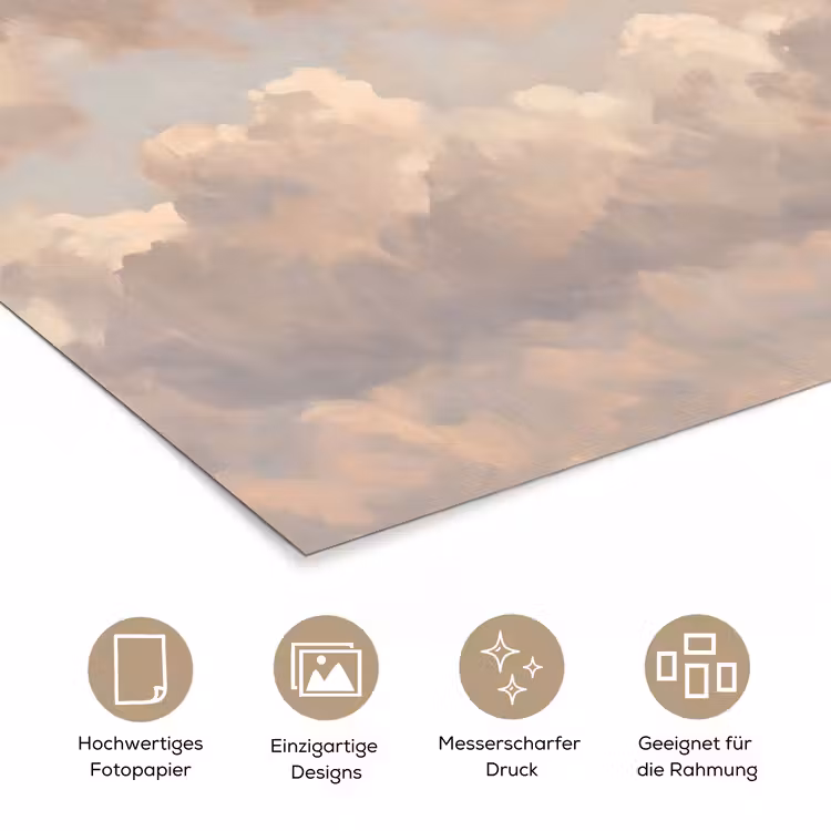 Wolken - Zacht - Natuur - Klassiek - Beige poster papier klein -tcloseup_DE