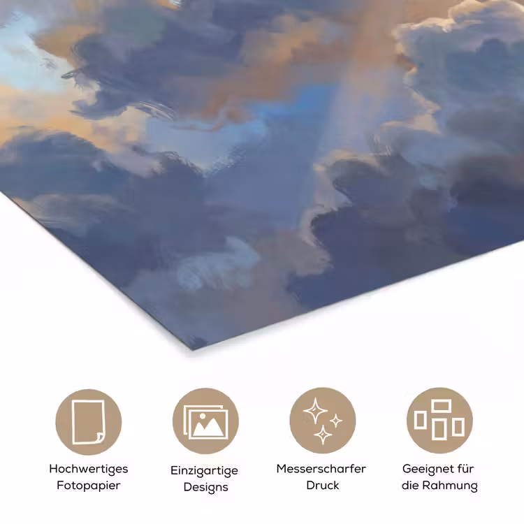 Wolken - Zonnestralen - Natuur - Abstract - Blauw poster papier klein -tcloseup_DE
