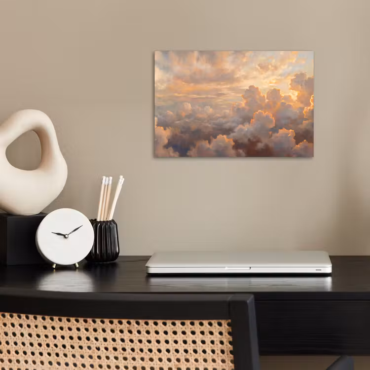 Wolken - Zonsondergang - Natuur - Abstract - Goud poster papier klein -sfeer1