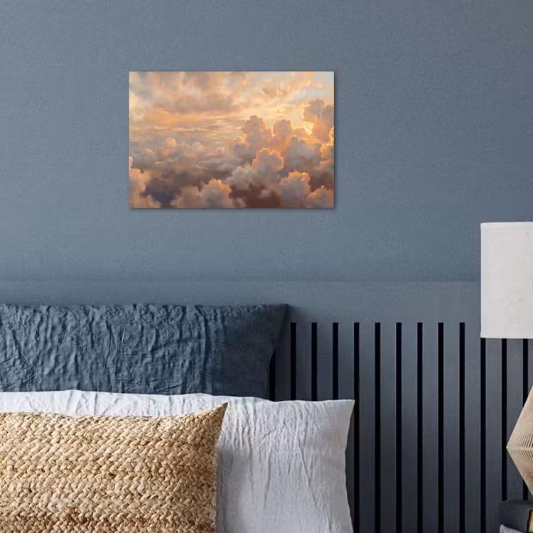 Wolken - Zonsondergang - Natuur - Abstract - Goud poster papier klein -sfeer2