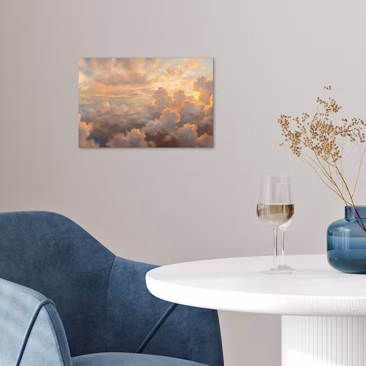 Wolken - Zonsondergang - Natuur - Abstract - Goud poster papier klein -sfeer3