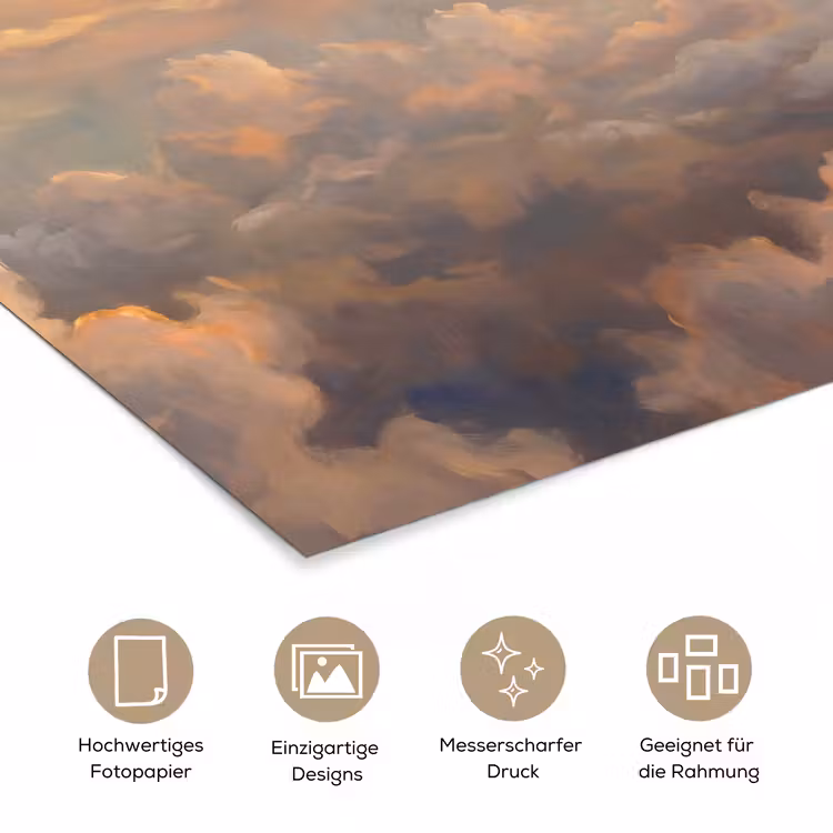 Wolken - Zonsondergang - Natuur - Abstract - Goud poster papier klein -tcloseup_DE