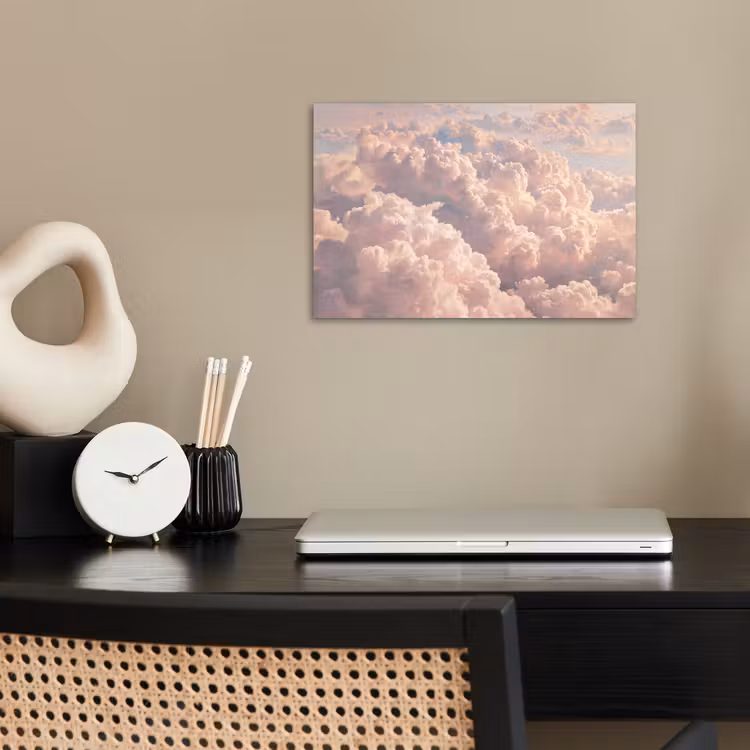 Wolken - Zonsondergang - Natuur - Pastel - Roze poster papier klein -sfeer1