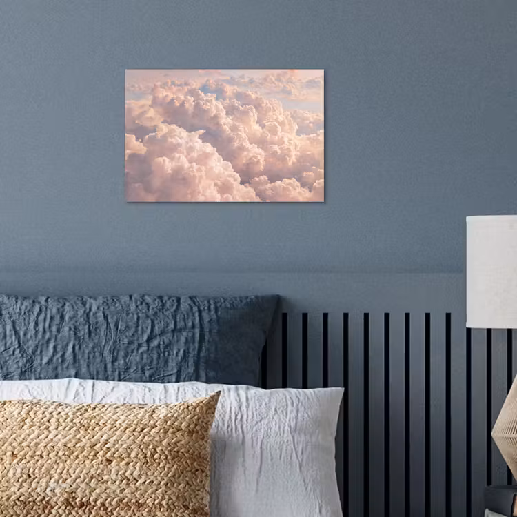 Wolken - Zonsondergang - Natuur - Pastel - Roze poster papier klein -sfeer2