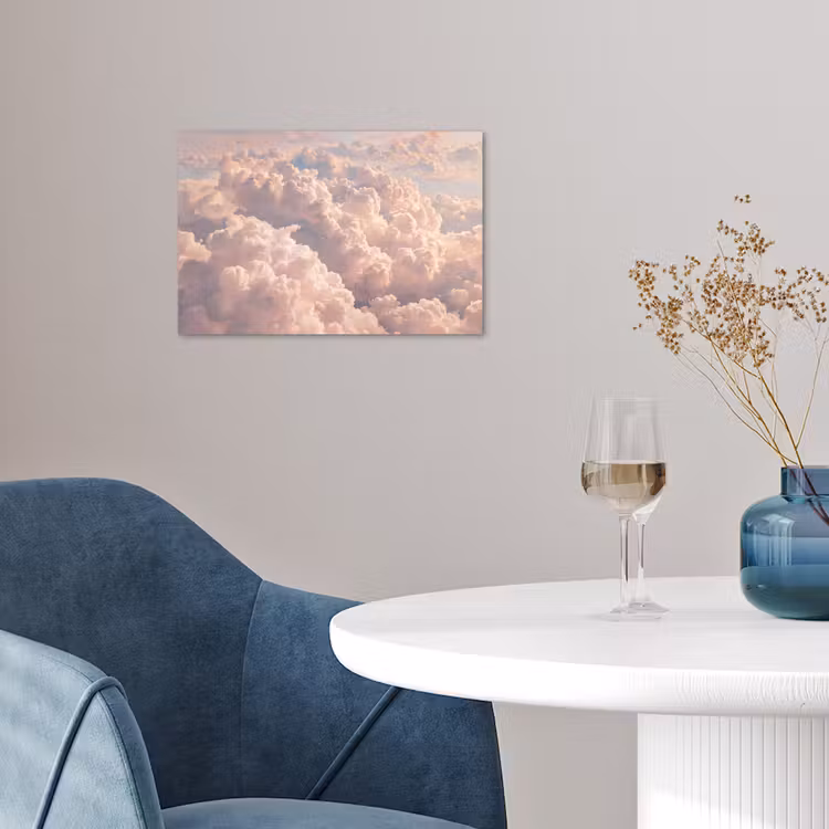 Wolken - Zonsondergang - Natuur - Pastel - Roze poster papier klein -sfeer3