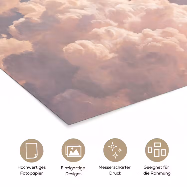 Wolken - Zonsondergang - Natuur - Pastel - Roze poster papier klein -tcloseup_DE