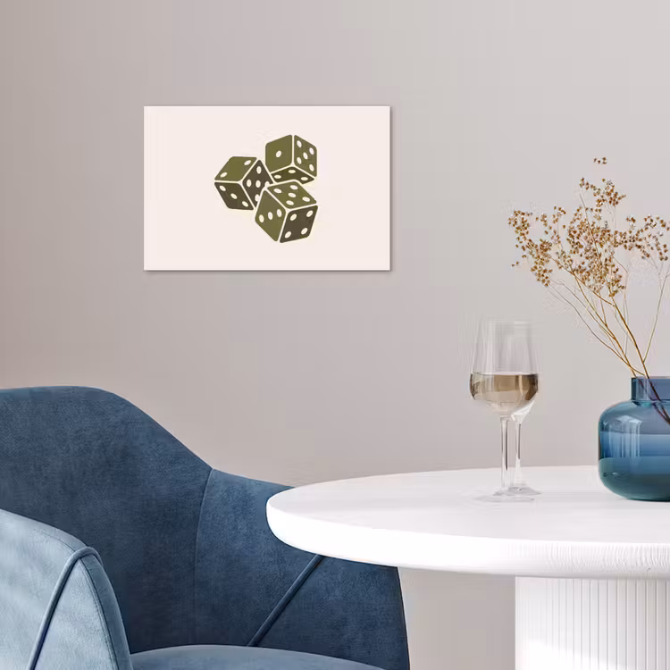 Dobbelsteen - Spel - Groen - Abstract poster papier klein -sfeer3