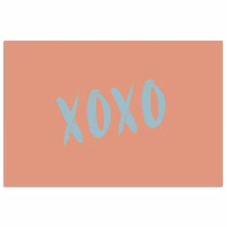 XOXO - Blauw - Perzikkleur poster papier klein -3d