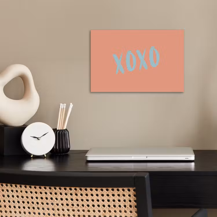 XOXO - Blauw - Perzikkleur poster papier klein -sfeer1