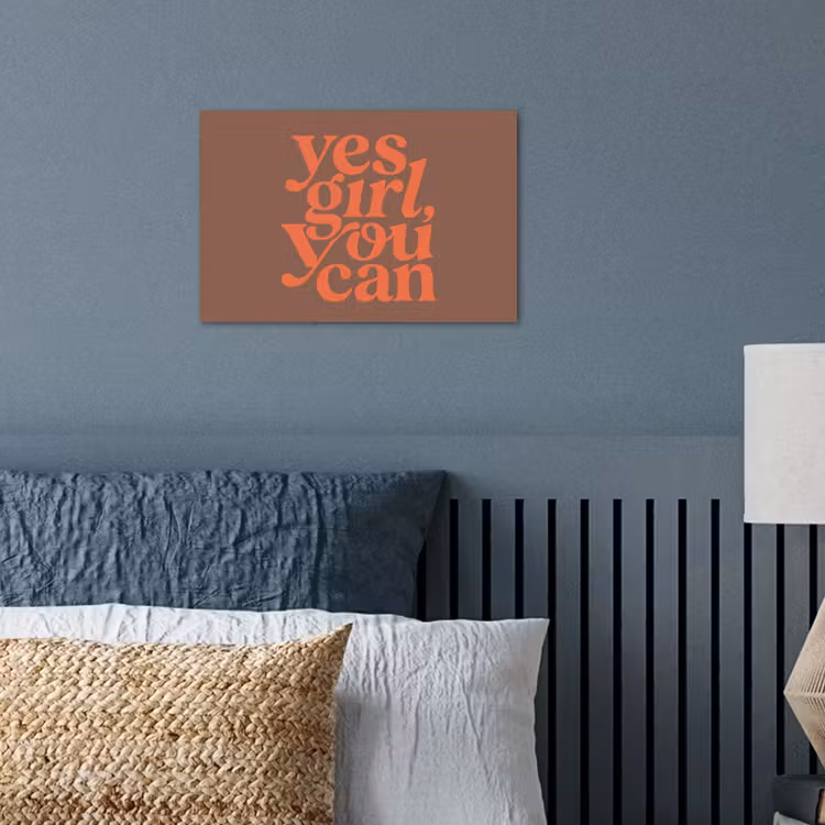 Yes girl you can - Oranje - Bruin poster papier klein -sfeer2