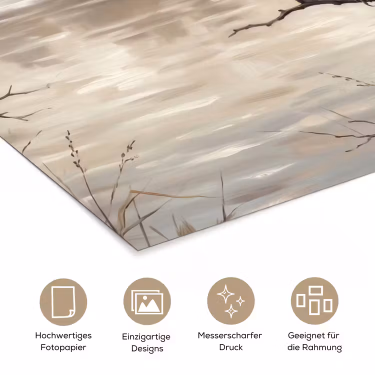 Winterkoninkje - Tak - Rivier - Natuur - Sfeervol poster papier klein -tcloseup_DE