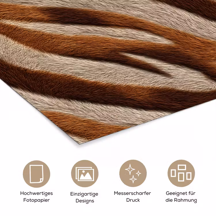 Zebra - Bruin - Patroon poster papier klein 62 -tcloseup_DE