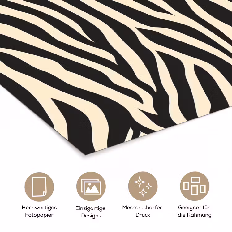 Zebra - Print - Klassiek - Zwart poster papier klein 62 -tcloseup_DE