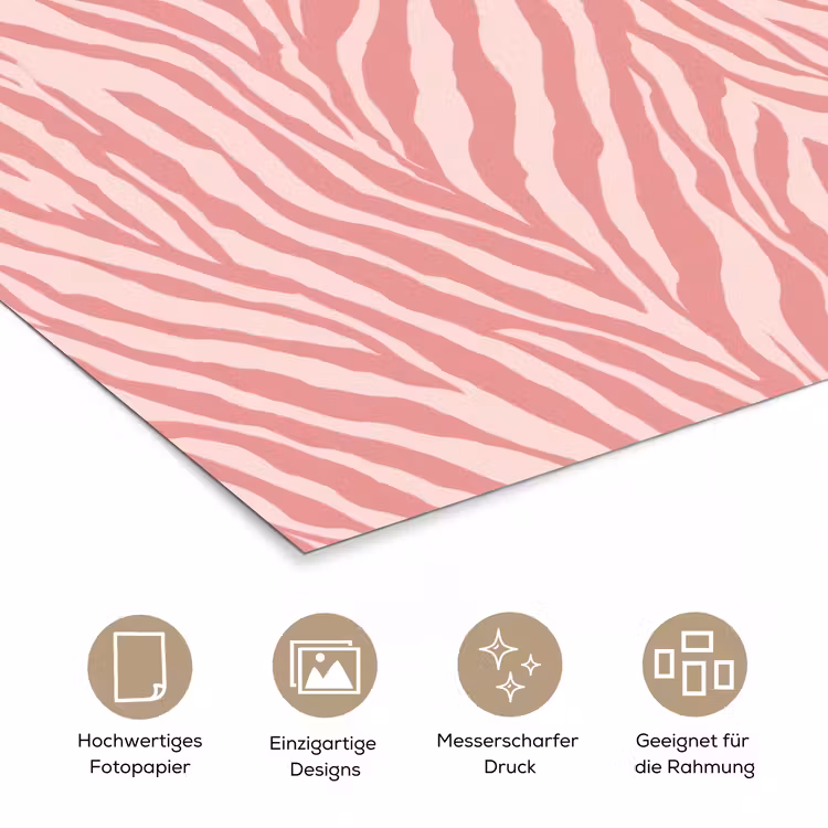 Zebra - Print - Roze poster papier klein 62 -tcloseup_DE