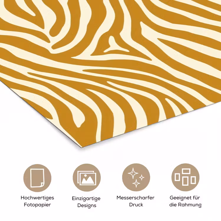 Zebra - Klassiek - Oker - Geel poster papier klein 62 -tcloseup_DE