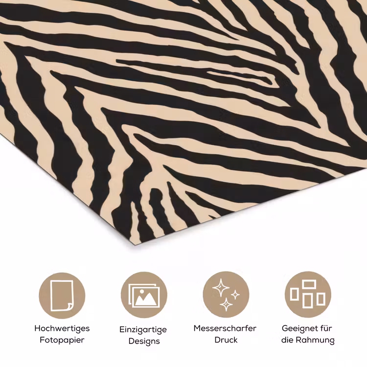 Zebra - Klassiek - Zwart poster papier klein 62 -tcloseup_DE