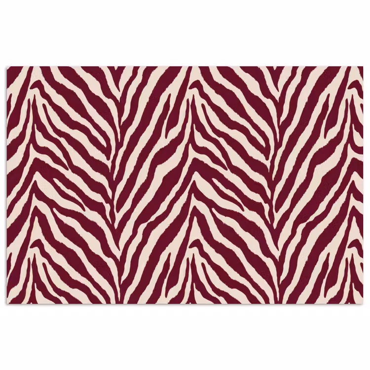 Zebra - Motief - Bordeaux - Rood poster papier klein 62 -3d