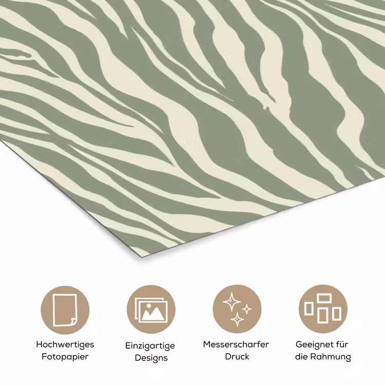 Zebra - Motief - Groen poster papier klein 62 -tcloseup_DE