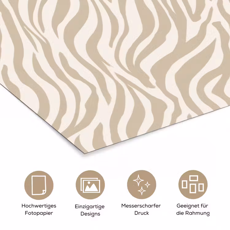 Zebra - Patroon - Beige poster papier klein 62 -tcloseup_DE