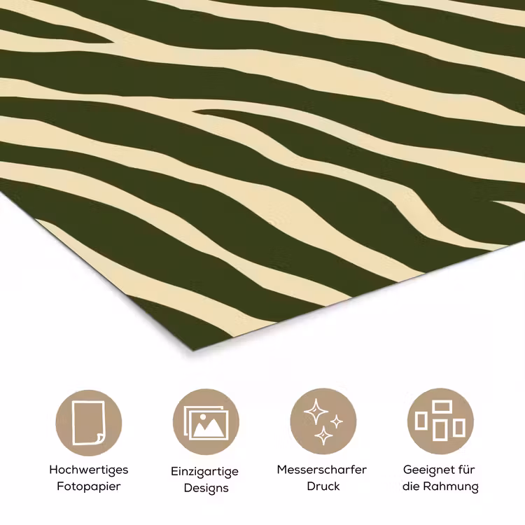Zebra - Patroon - Groen poster papier klein 62 -tcloseup_DE