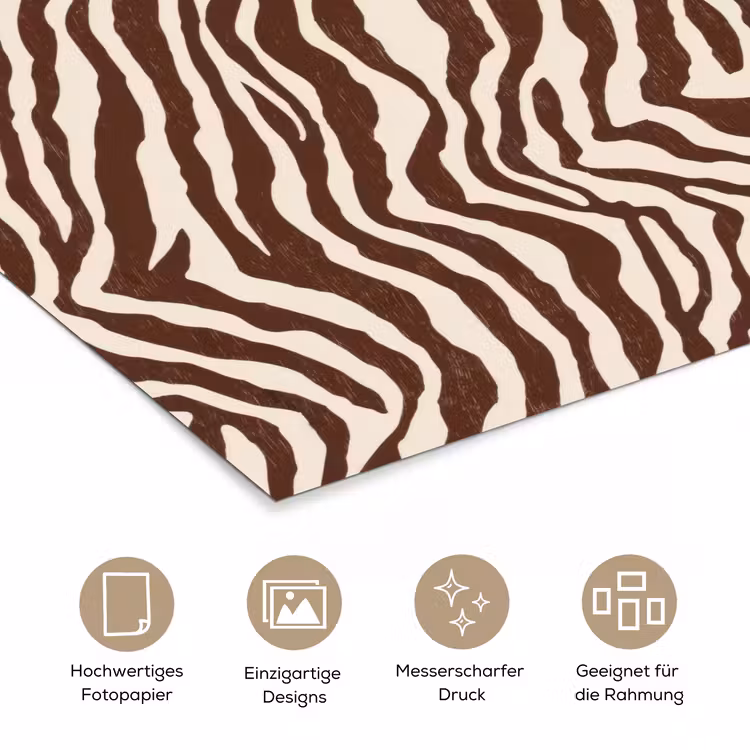 Zebra - Patroon - Zwart - Wit poster papier klein 62 -tcloseup_DE