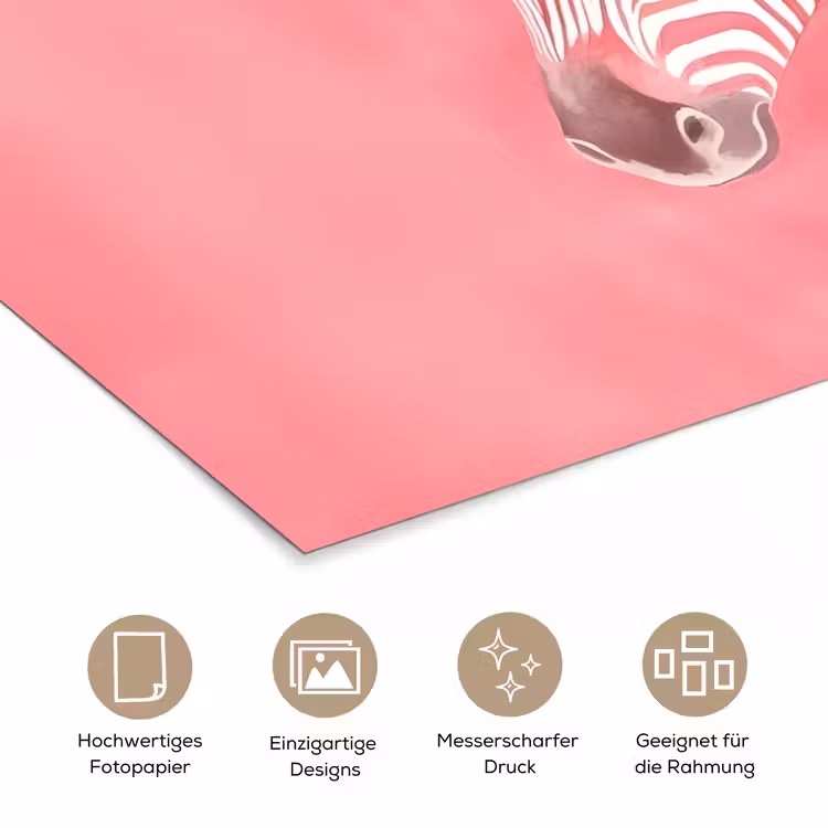 Zebra - Pink - Verf poster papier klein -tcloseup_DE