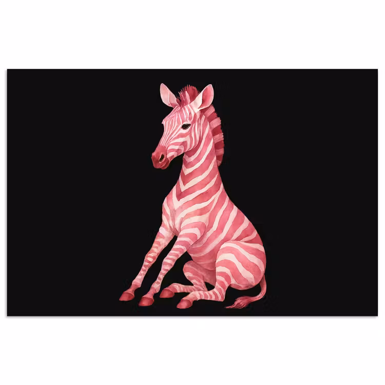 Zebra - Roze - Gestreept poster papier klein -3d