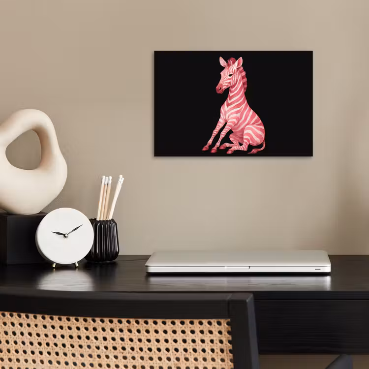 Zebra - Roze - Gestreept poster papier klein -sfeer1
