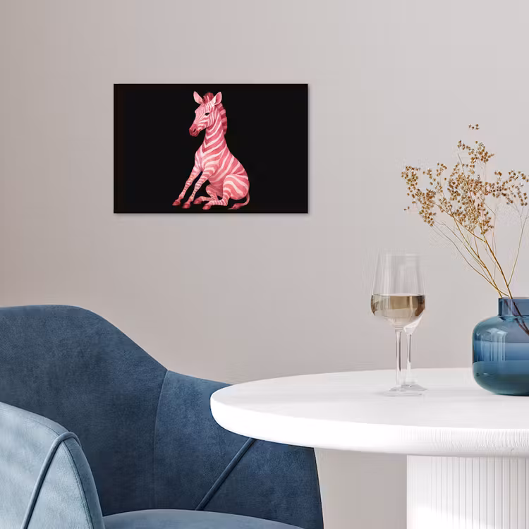 Zebra - Roze - Gestreept poster papier klein -sfeer3