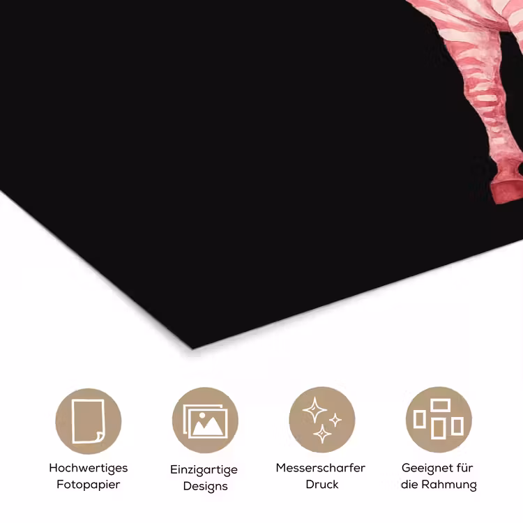 Zebra - Roze - Gestreept poster papier klein -tcloseup_DE