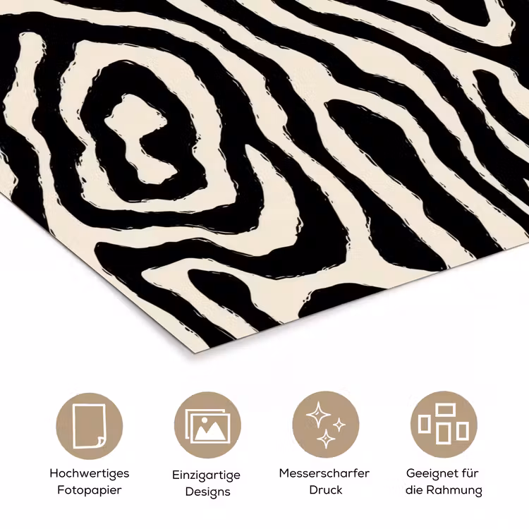 Zebra - Zwart - Abstract poster papier klein 62 -tcloseup_DE