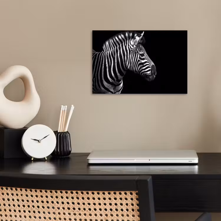 Zebra - Zwart - Wit - Portret - Dieren poster papier klein -sfeer1