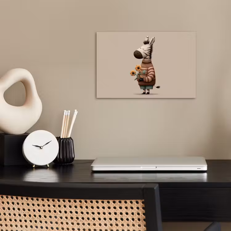 Zebra - Zonnebloemen - Warm poster papier klein -sfeer1