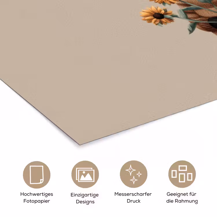 Zebra - Zonnebloemen - Warm poster papier klein -tcloseup_DE