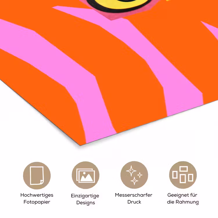 Zebraprint - Grafisch - COOL - Oranje poster papier klein -tcloseup_DE