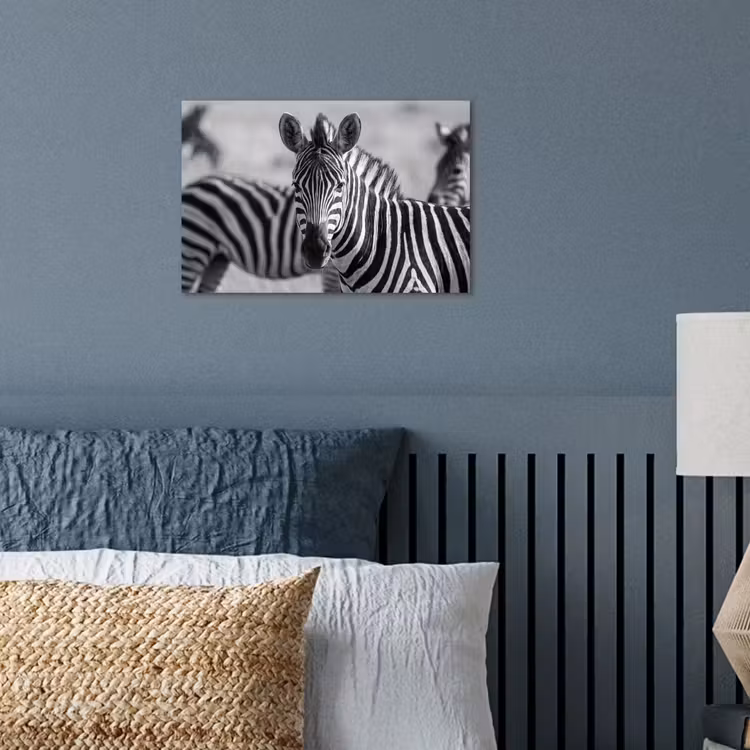 Zebra's - Zwart - Wit poster papier klein -sfeer2
