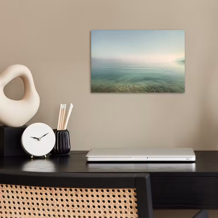 Zee - Horizon - Blauw - Mist poster papier klein -sfeer1