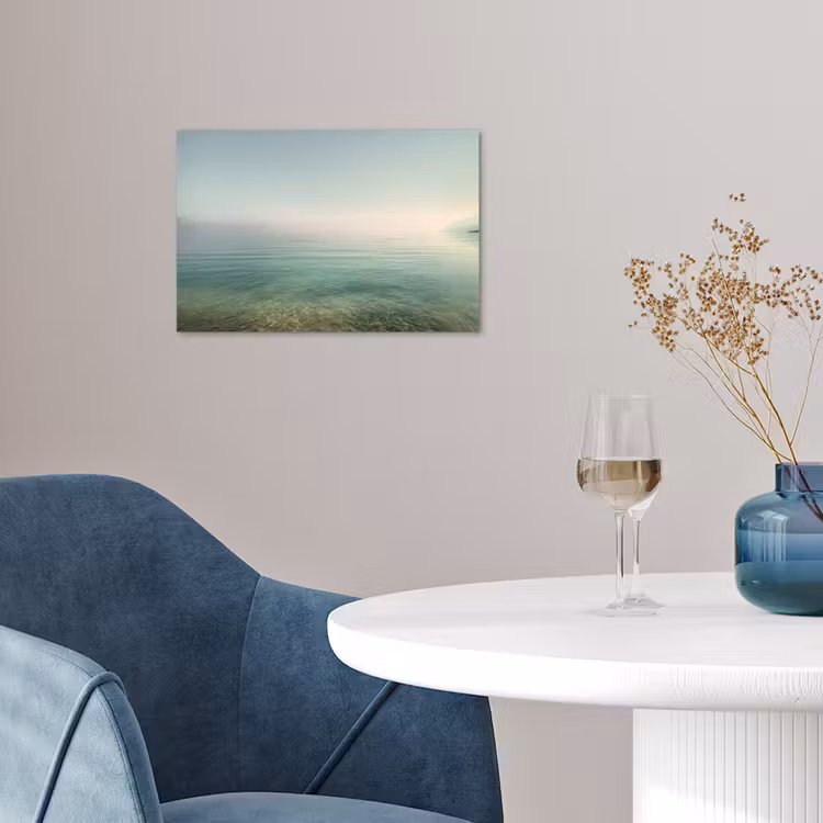 Zee - Horizon - Blauw - Mist poster papier klein -sfeer3