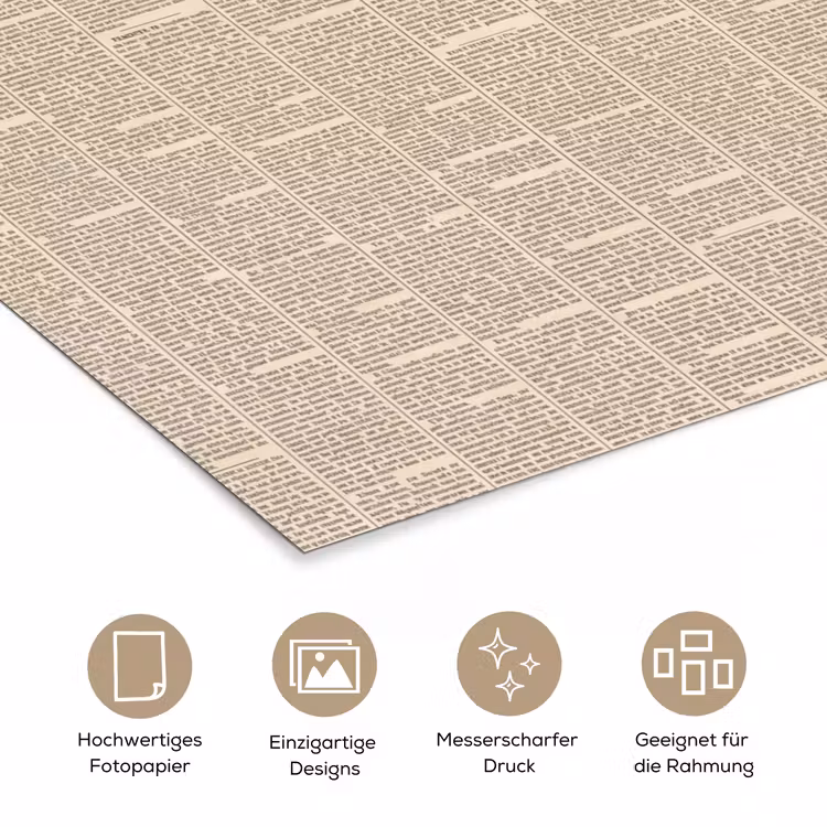 Krant - Nieuws - Historisch - Vintage - Beige poster papier klein -tcloseup_DE