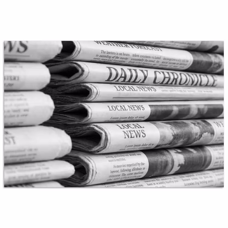 Krant - Stapel - Nieuws - Zwart-wit - Media poster papier klein -3d
