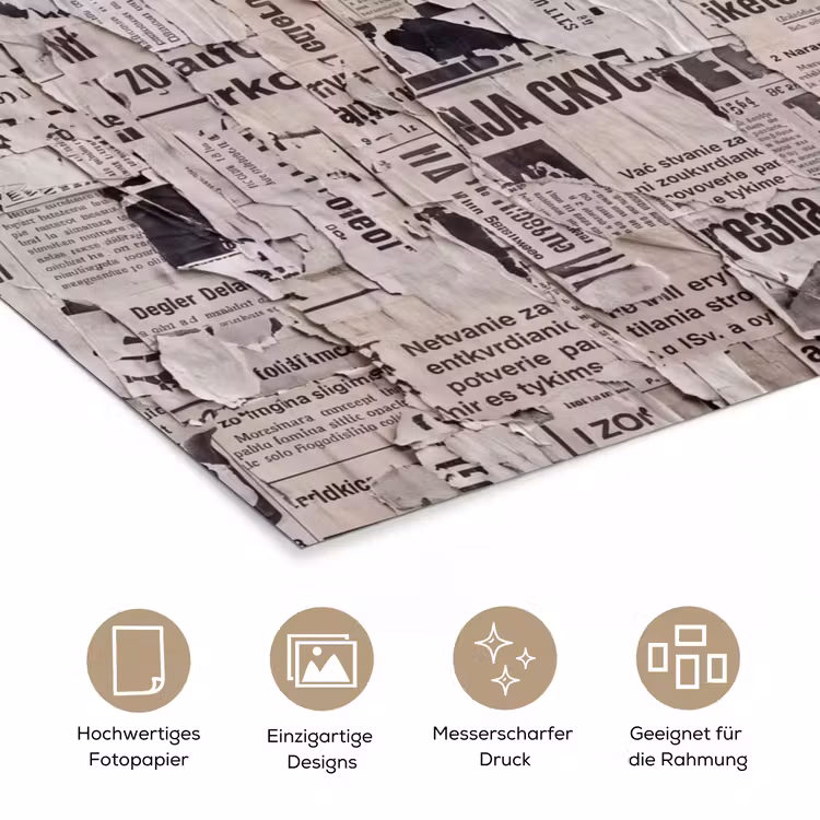 Krant - Gescheurd - Textuur - Abstract - Zwart-wit poster papier klein -tcloseup_DE