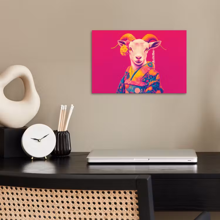 Geit - Hoorns - Kimono - Kleurrijk poster papier klein -sfeer1