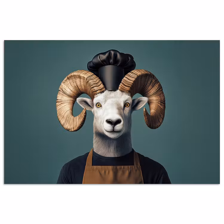 Geit - Hoorns - Kokskleding poster papier klein -3d
