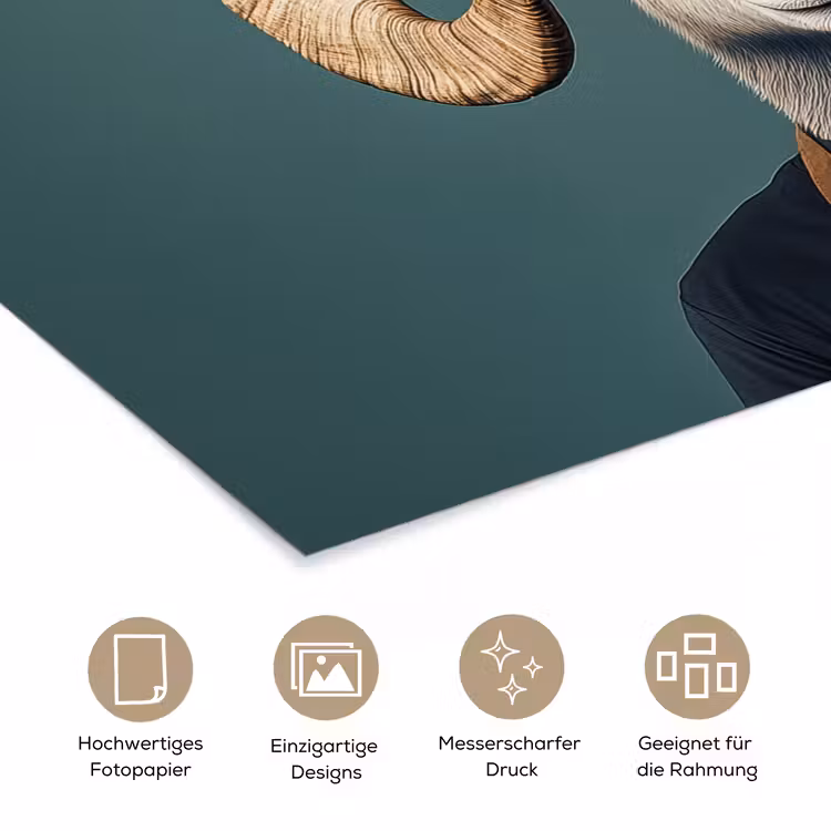 Geit - Hoorns - Kokskleding poster papier klein -tcloseup_DE